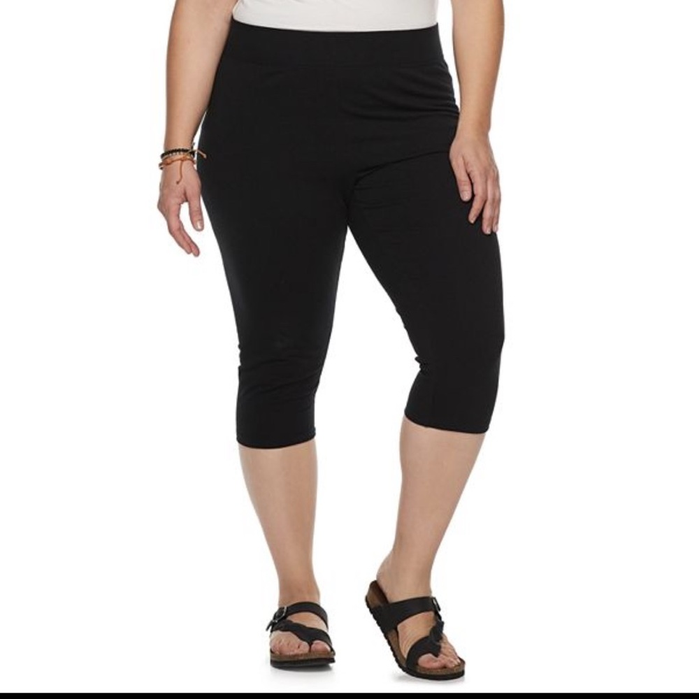 Sonoma Cropped Black Capri Leggings Size 3X Stretch Cotton Plus Size Basics
